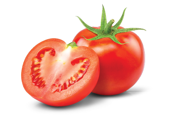 Tomato with slices isolated on white background.