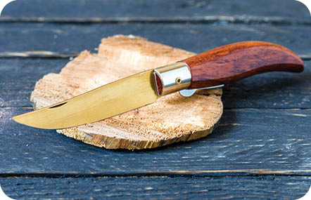 Classic folding knife with a wooden handle. Penknife.