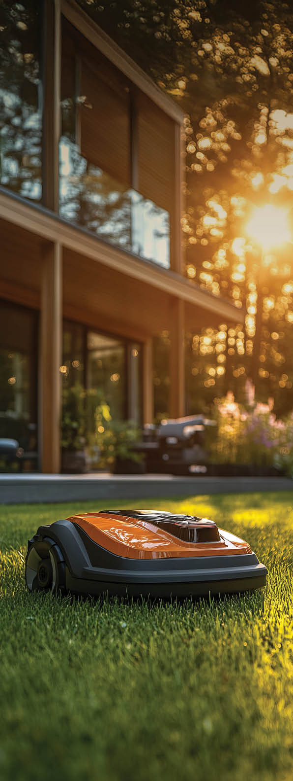 Robot shaped like a household appliance mowing the lawn in a suburban backyard, featuring real-life lighting and colors. --chaos 20 --ar 1:2 --stylize 700 --v 6.1 Job ID: d8e1c5b6-2296-4bef-9f99-5f55e3e8d46f