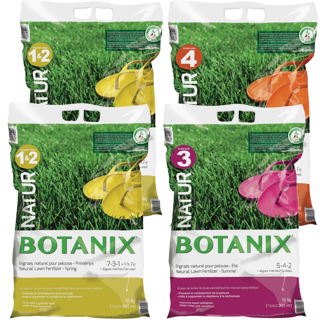Programme d'engrais à pelouse 100% Naturel 4 étapes de Botanix