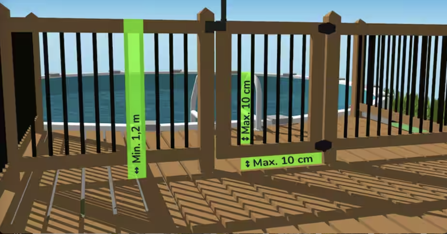 Les piscines creusées doivent obligatoirement être entourées d’une enceinte d’au moins 1,2 mètre de hauteur, mesurée à partir du sol. Si vous avez une piscine hors terre ou démontable, vous êtes exempté de clôture à condition que les parois du bassin mesurent au moins 1,2 mètre de haut (ou 1,4 mètre pour certaines piscines démontables) et que l’accès à l’eau se fasse uniquement par une terrasse ou une plateforme conforme, munie d’une barrière à fermeture et verrouillage automatiques. Peu importe le type de piscine, tout objet pouvant servir à escalader la clôture (comme des meubles, des équipements de piscine ou des arbres) doit être placé à plus d’un mètre de l’enceinte. Vous souhaitez utiliser un mur de votre maison comme barrière? C’est possible, mais toute porte ou fenêtre donnant accès directement à la piscine doit être sécurisée : Les portes doivent pouvoir se verrouiller automatiquement; Les fenêtres doivent soit s’ouvrir à un maximum de 10 cm, soit être munies d’un dispositif de verrouillage ou d’un détecteur d’ouverture relié à une alarme sonore.