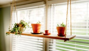 étagère à plantes en bois pour décorer un petit appartement avec des plantes